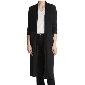 Maje Milan Ribbed Duster Cardigan With Pockets Black